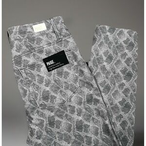 NWT Paige Hoxton Ankle High Rise Skinny Jeans Women 29 Gray Snake Skin Straight